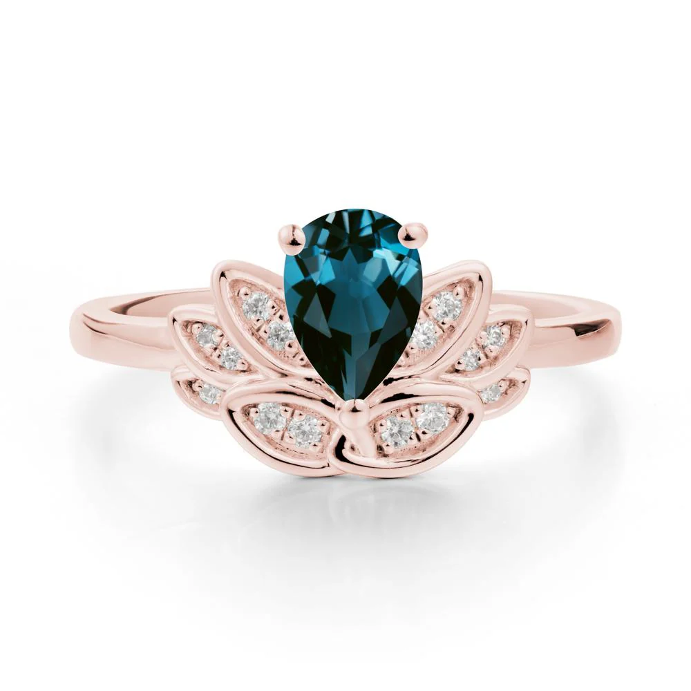 Lotus Flower London Blue Topaz Ring - Image 4