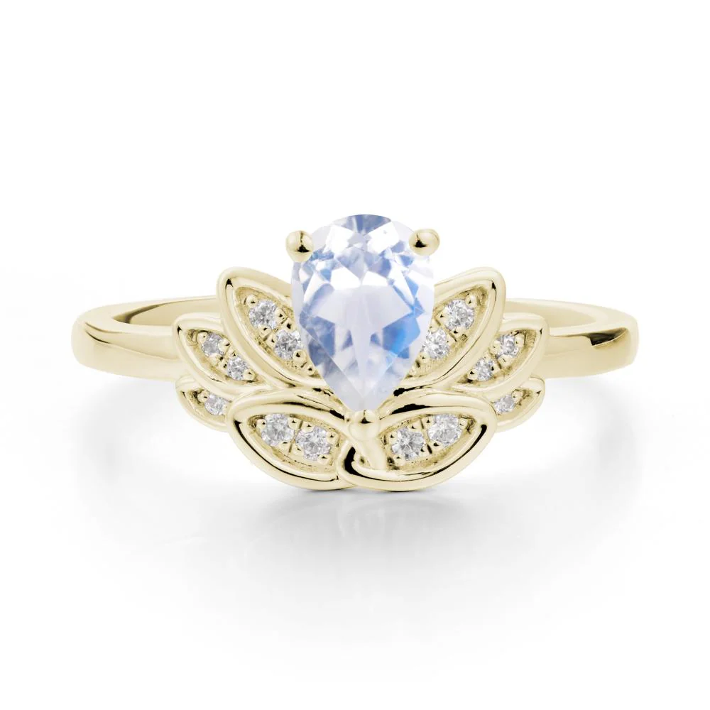 Lotus Flower Ring with Pear Cut Moonstone - Image 4