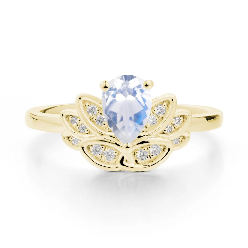 Lotus Flower Ring with Pear Cut Moonstone - Image 7