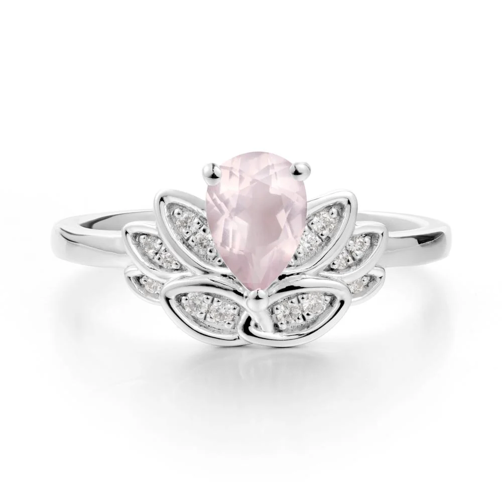 Lotus Flower Rose Quartz Ring