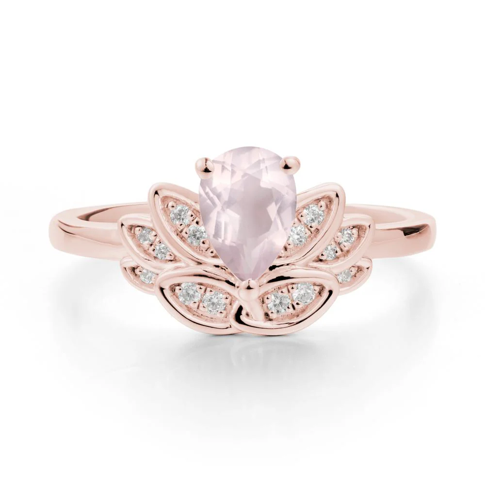 Lotus Flower Rose Quartz Ring - Image 4