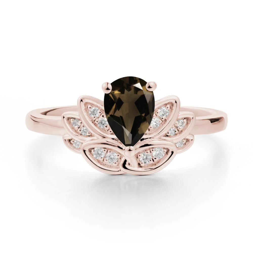 Lotus Flower Smoky Quartz Ring - Image 2