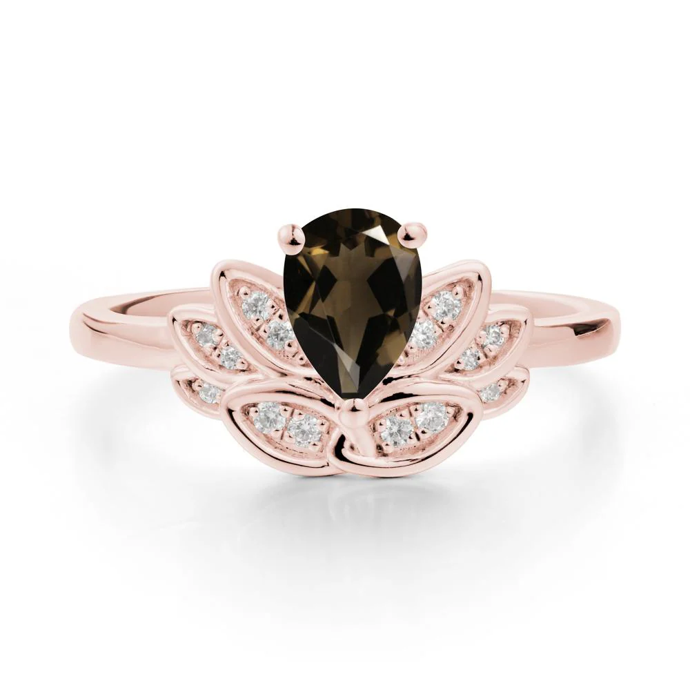Lotus Flower Smoky Quartz Ring - Image 5