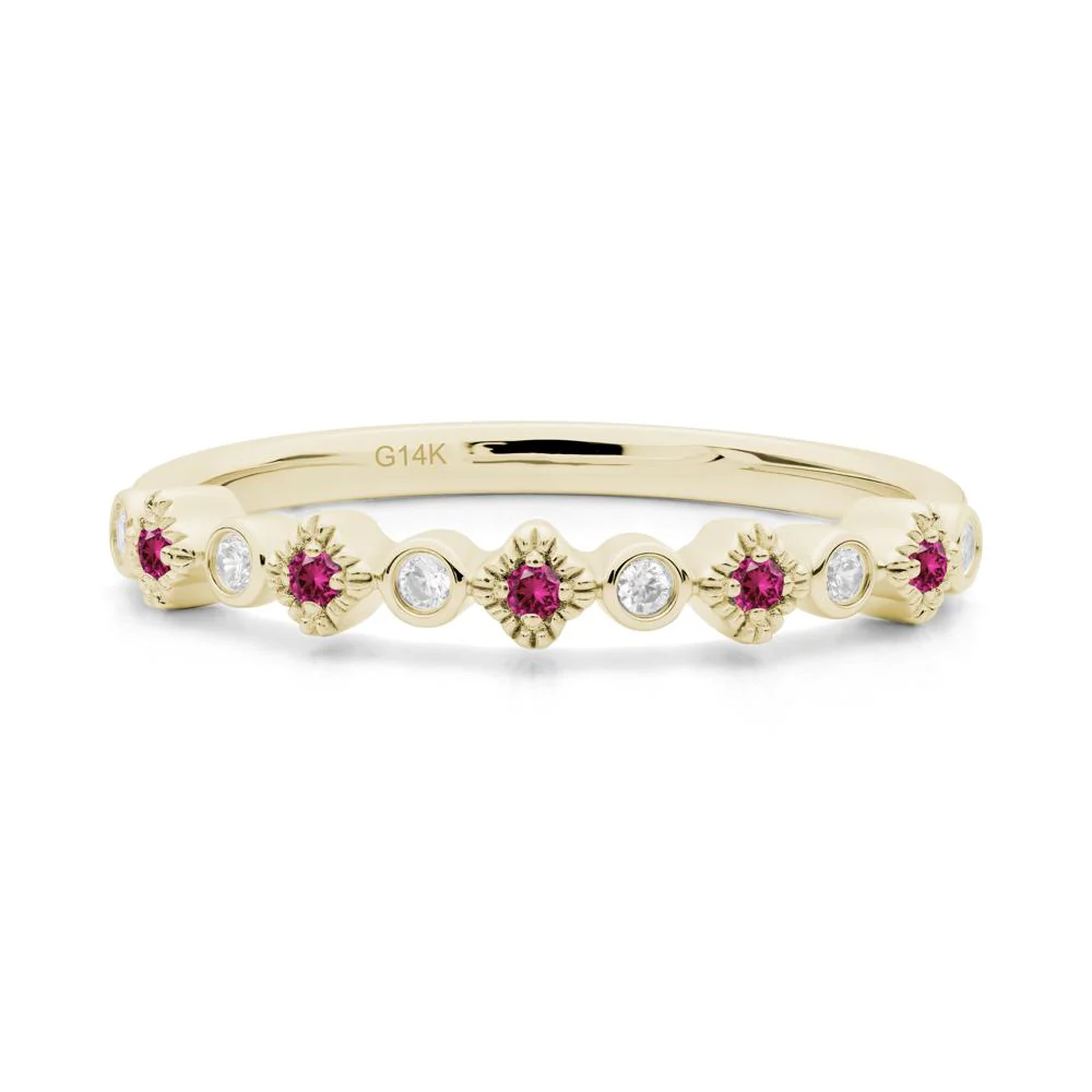 Lucky Clover Cubic Zirconia and Ruby Stackable Ring - Image 7