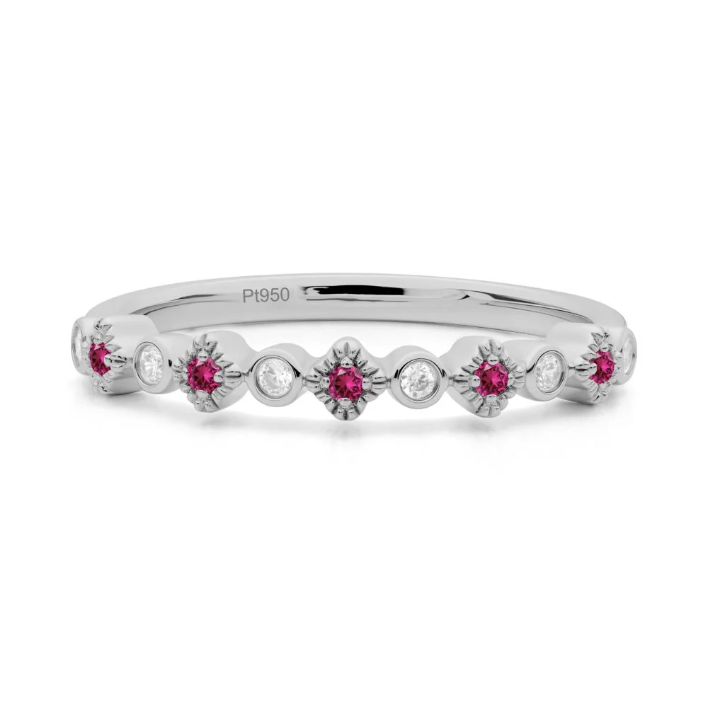Lucky Clover Cubic Zirconia and Ruby Stackable Ring - Image 9