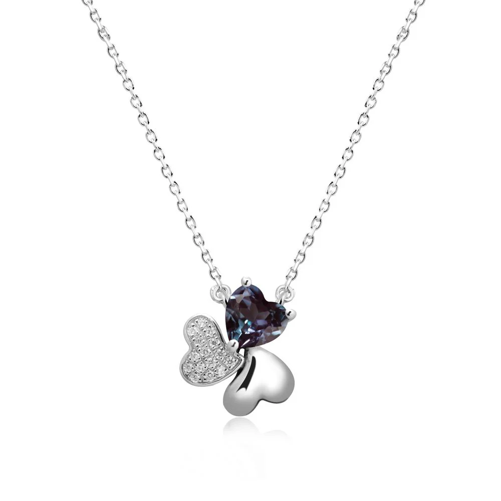 Lucky Clover Hearts Alexandrite Necklace - Image 3