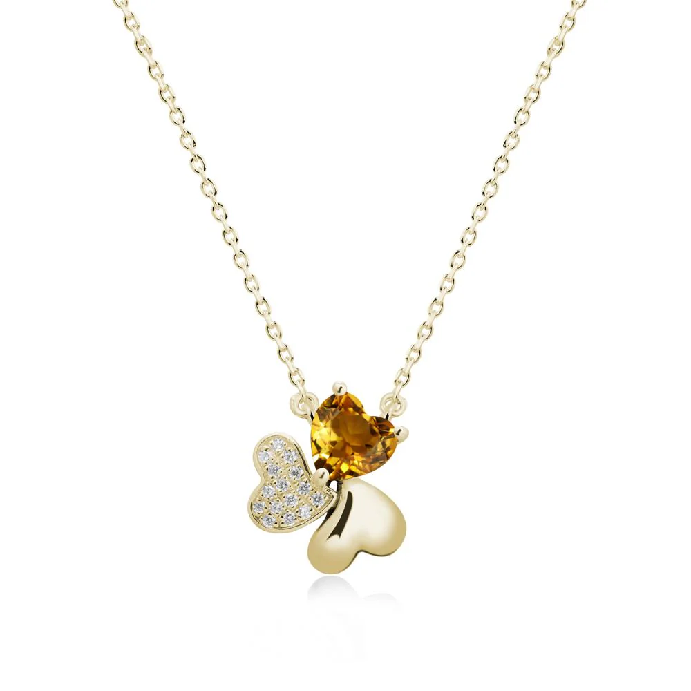 Lucky Clover Hearts Citrine Necklace - Image 3