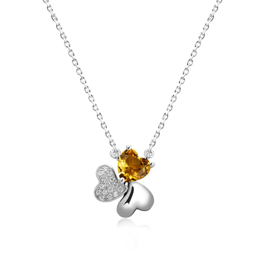 Lucky Clover Hearts Citrine Necklace - Image 5
