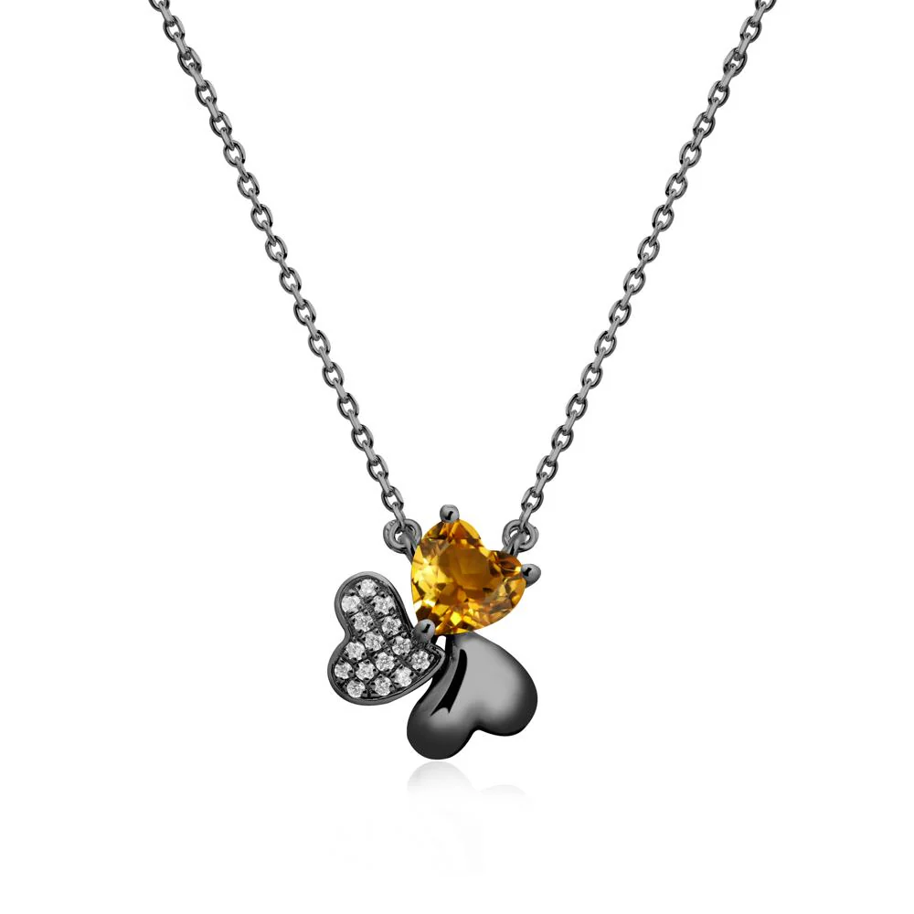 Lucky Clover Hearts Citrine Necklace - Image 7