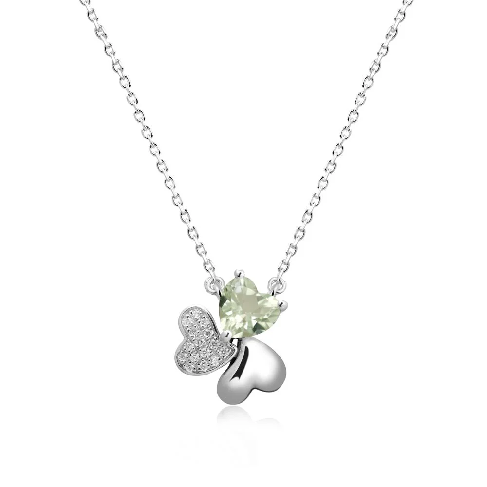 Lucky Clover Hearts Green Amethyst Necklace - Image 6