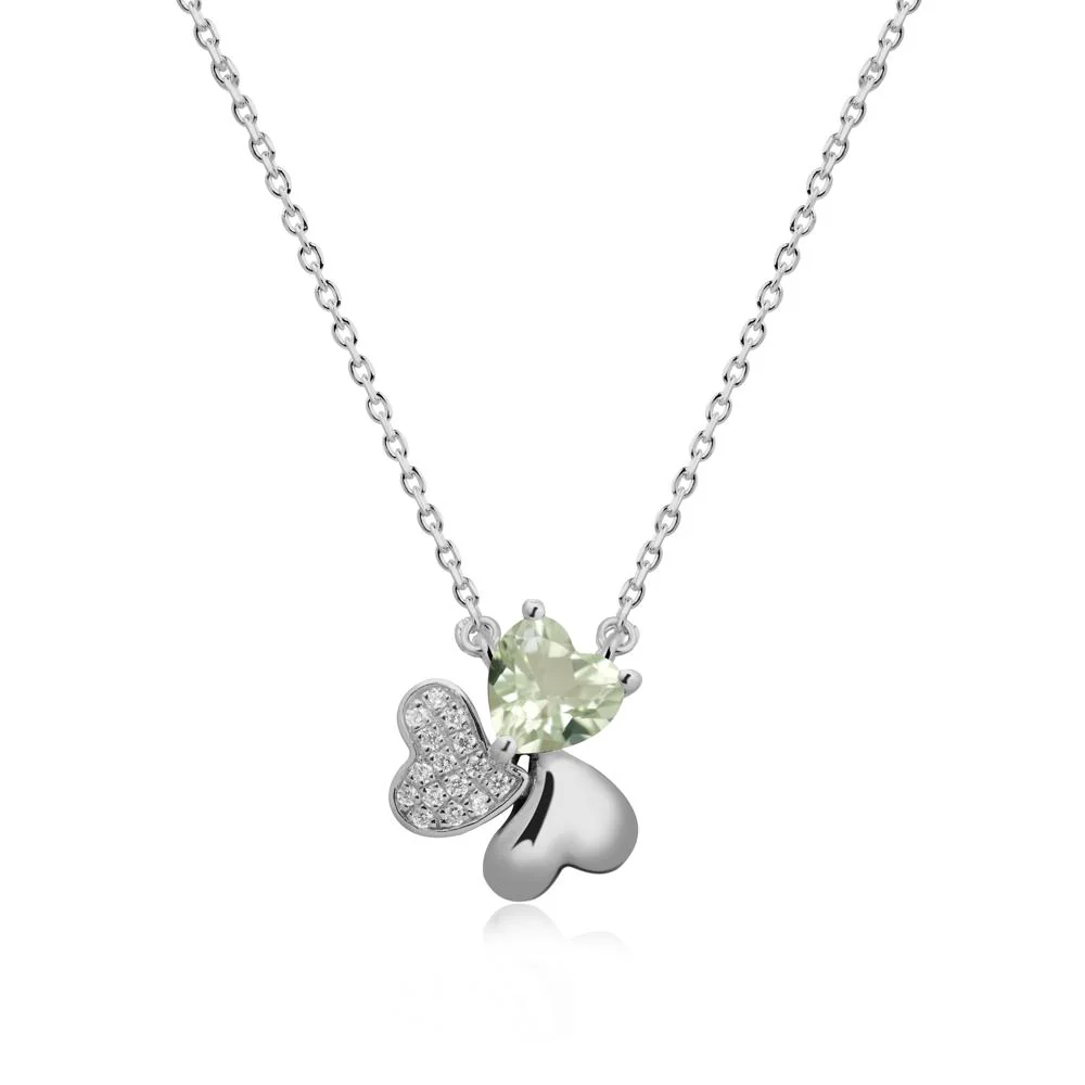 Lucky Clover Hearts Green Amethyst Necklace - Image 9