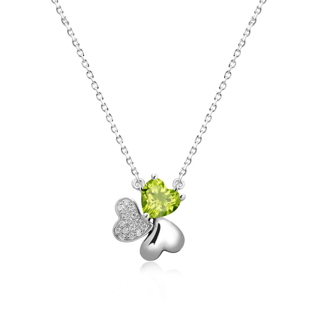 Lucky Clover Hearts Peridot Necklace - Image 3