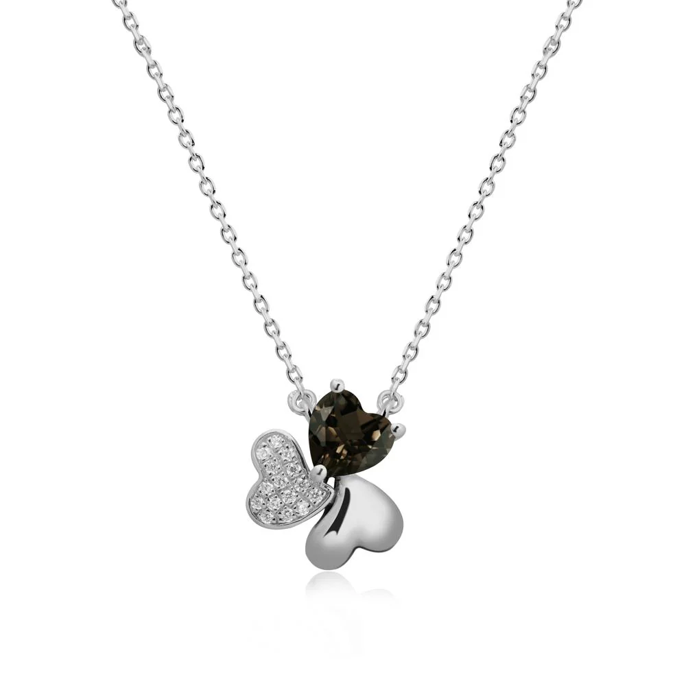 Lucky Clover Hearts Smoky Quartz Necklace - Image 9
