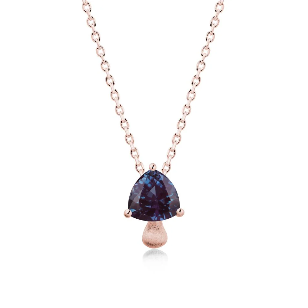 Magic Alexandrite Mushroom Necklace with Brushed Finish - Image 5