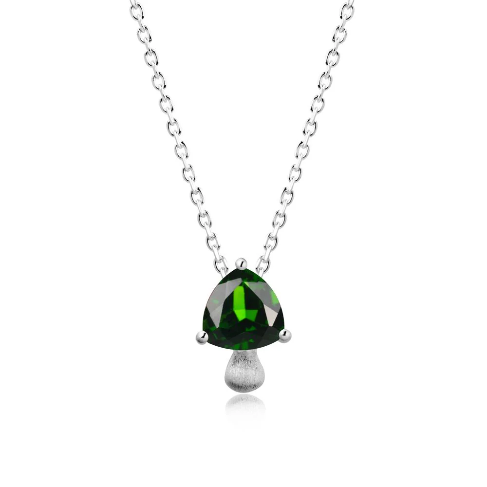 Magic Diopside Mushroom Necklace with Brushed Finish - Image 2