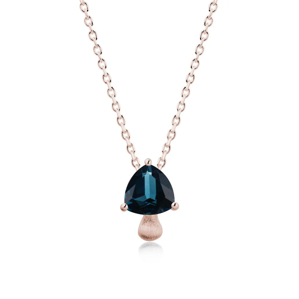 Magic London Blue Topaz Mushroom Necklace with Brushed Finish - Image 2