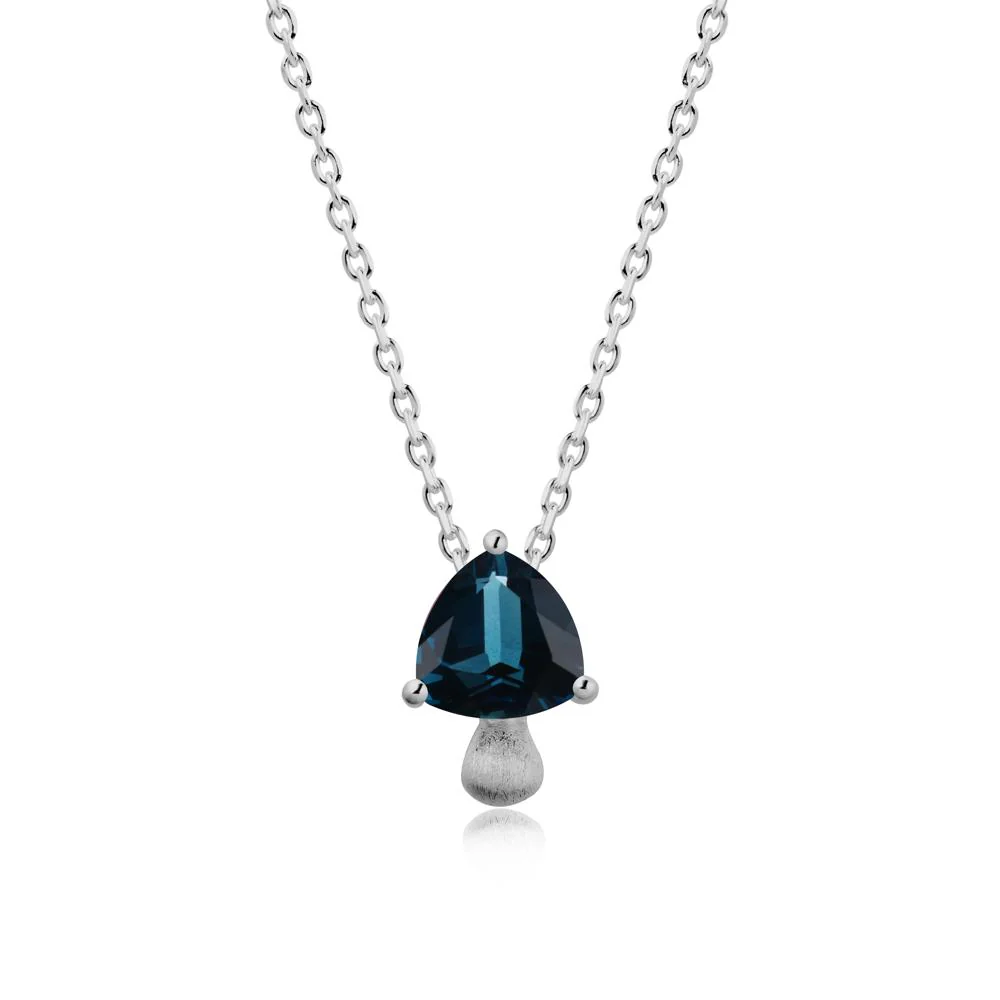 Magic London Blue Topaz Mushroom Necklace with Brushed Finish - Image 8