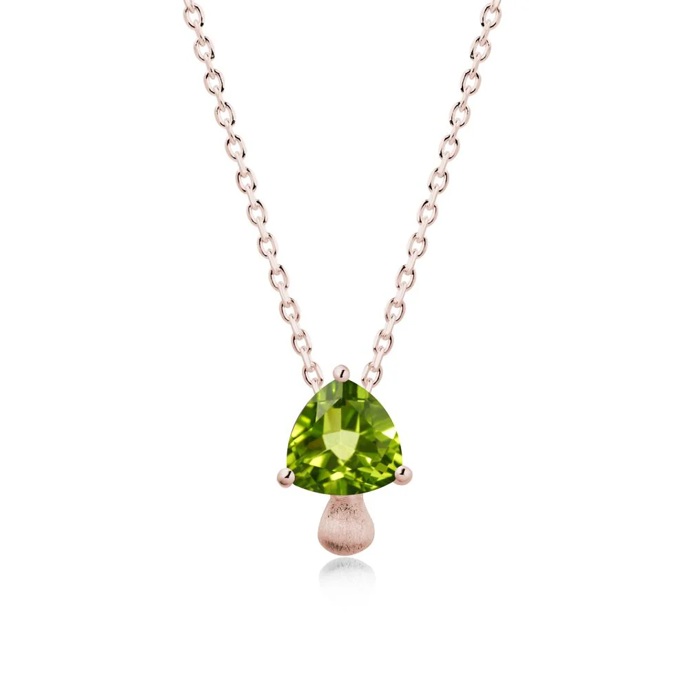 Magic Peridot Mushroom Necklace with Brushed Finish - Image 2