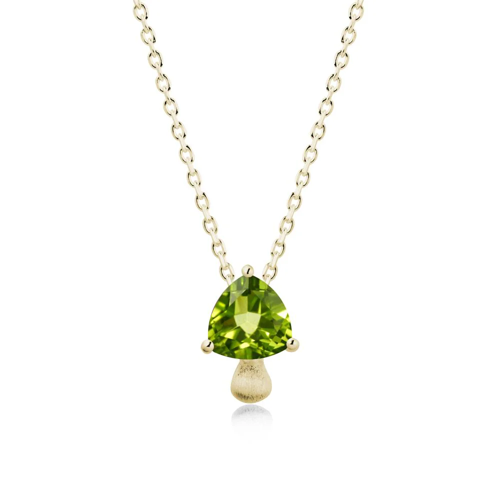 Magic Peridot Mushroom Necklace with Brushed Finish - Image 3