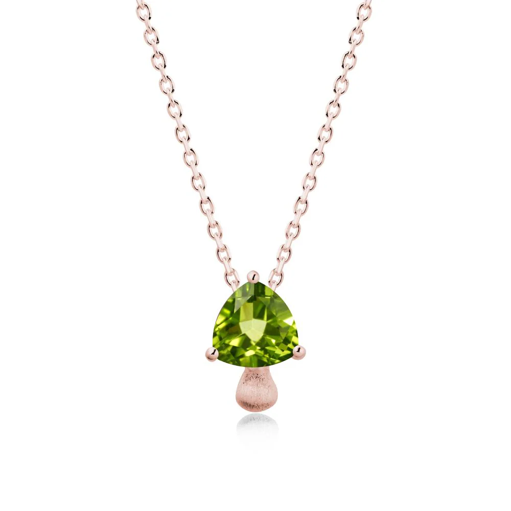 Magic Peridot Mushroom Necklace with Brushed Finish - Image 4