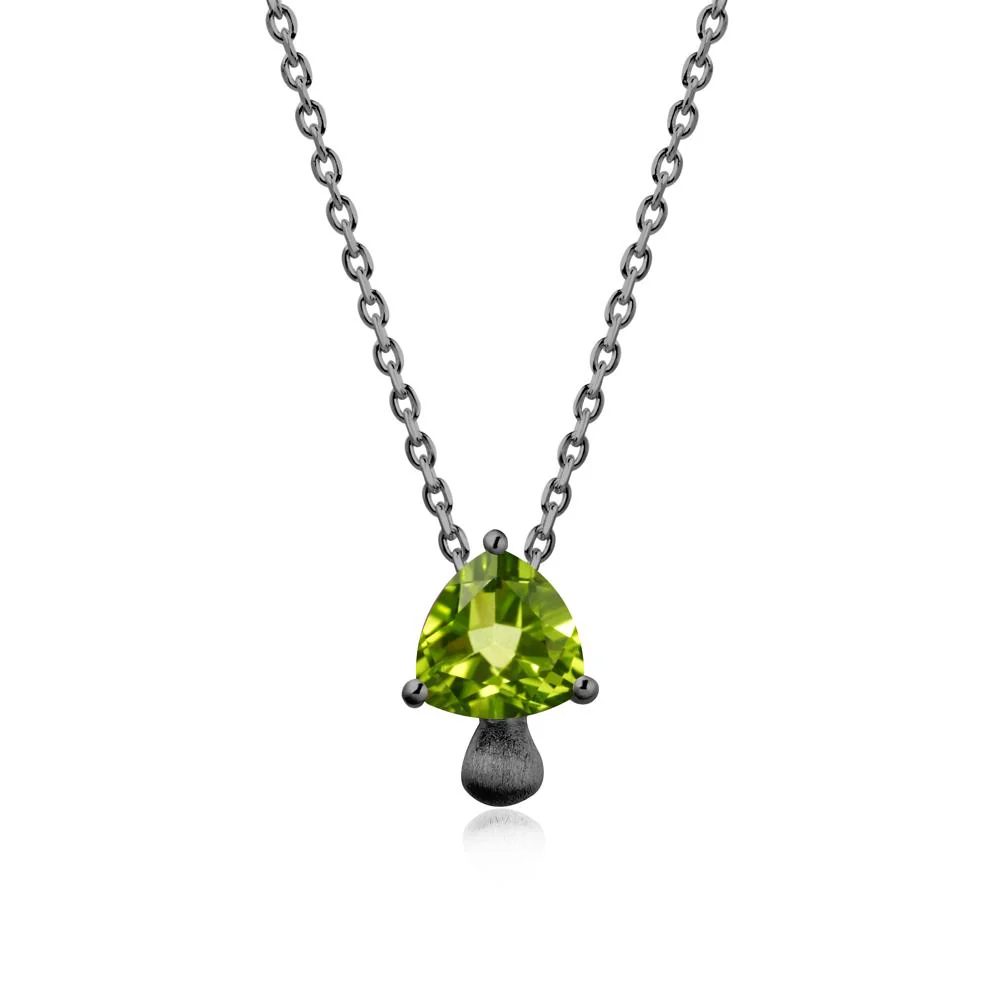Magic Peridot Mushroom Necklace with Brushed Finish - Image 7