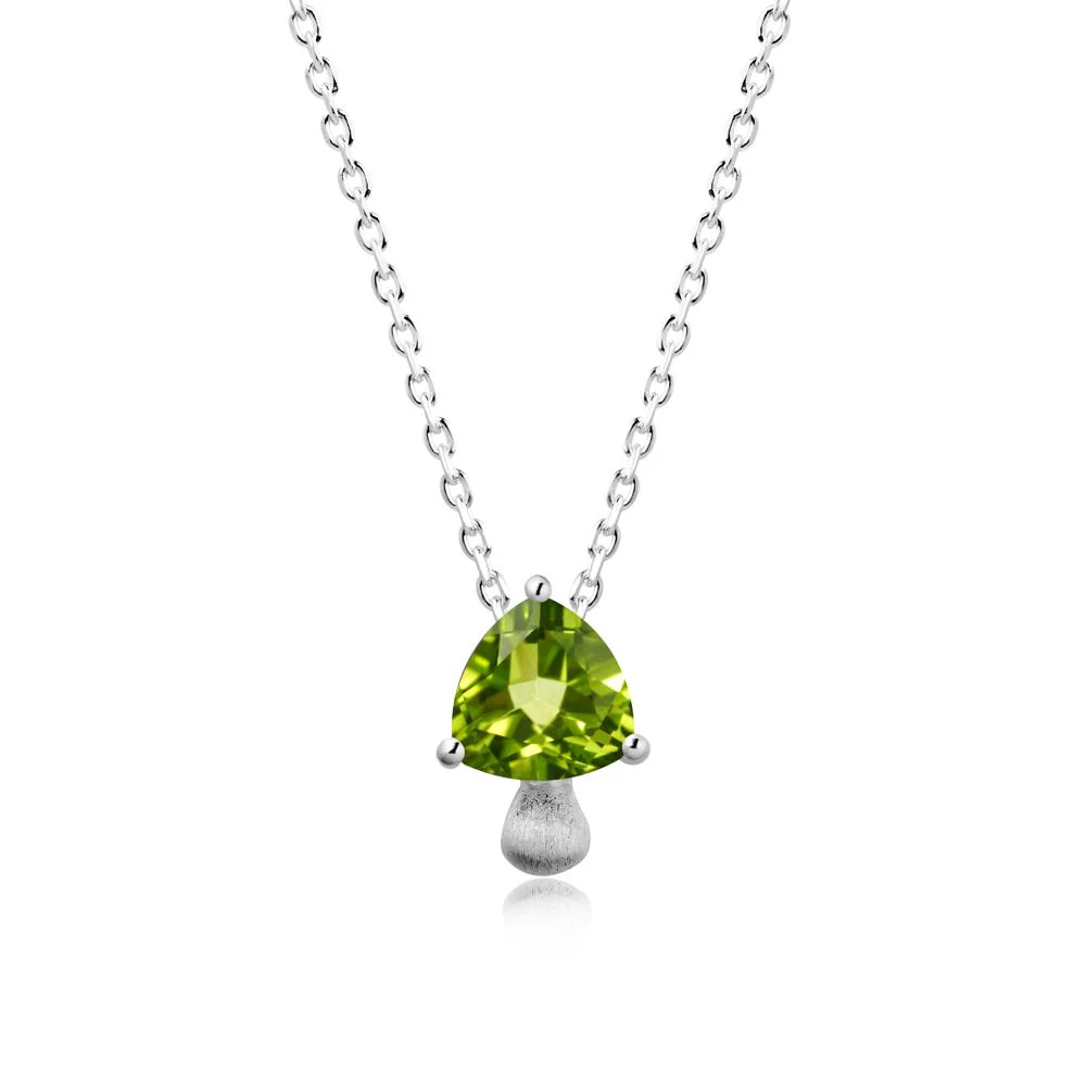 Magic Peridot Mushroom Necklace with Brushed Finish - Image 9