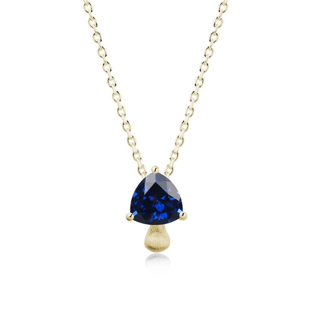 Magic Sapphire Mushroom Necklace with Brushed Finish