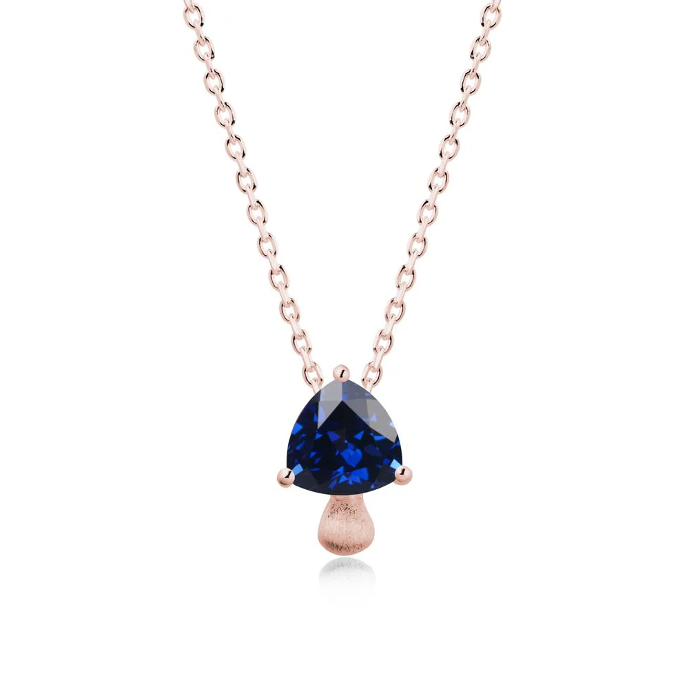 Magic Sapphire Mushroom Necklace with Brushed Finish - Image 4