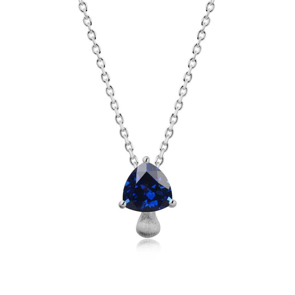 Magic Sapphire Mushroom Necklace with Brushed Finish - Image 8