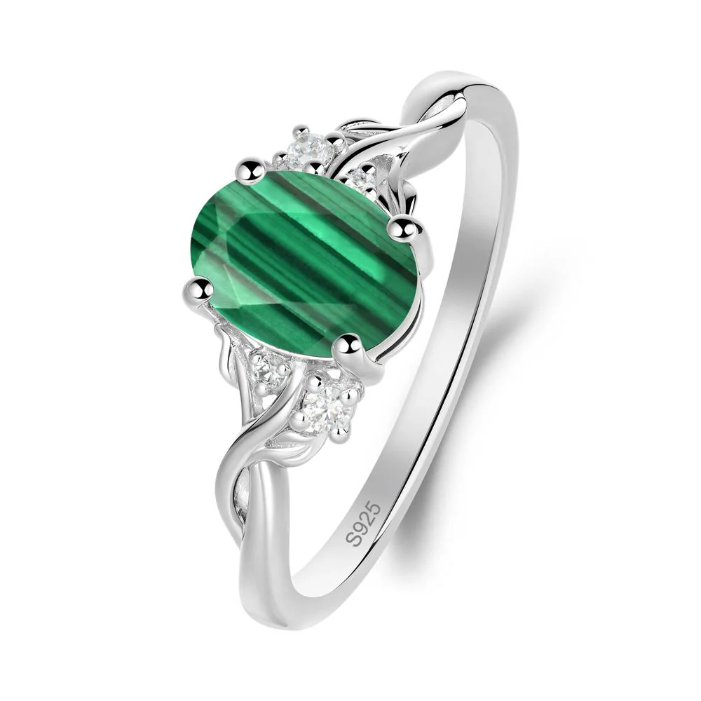 Malachite Leaf Twist Engagement Ring - Image 2