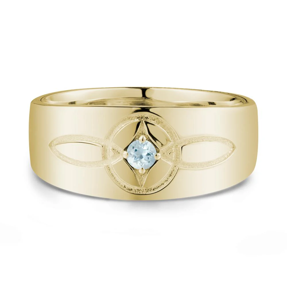 Man Simple Celtic Knot Aquamarine Ring - Image 4
