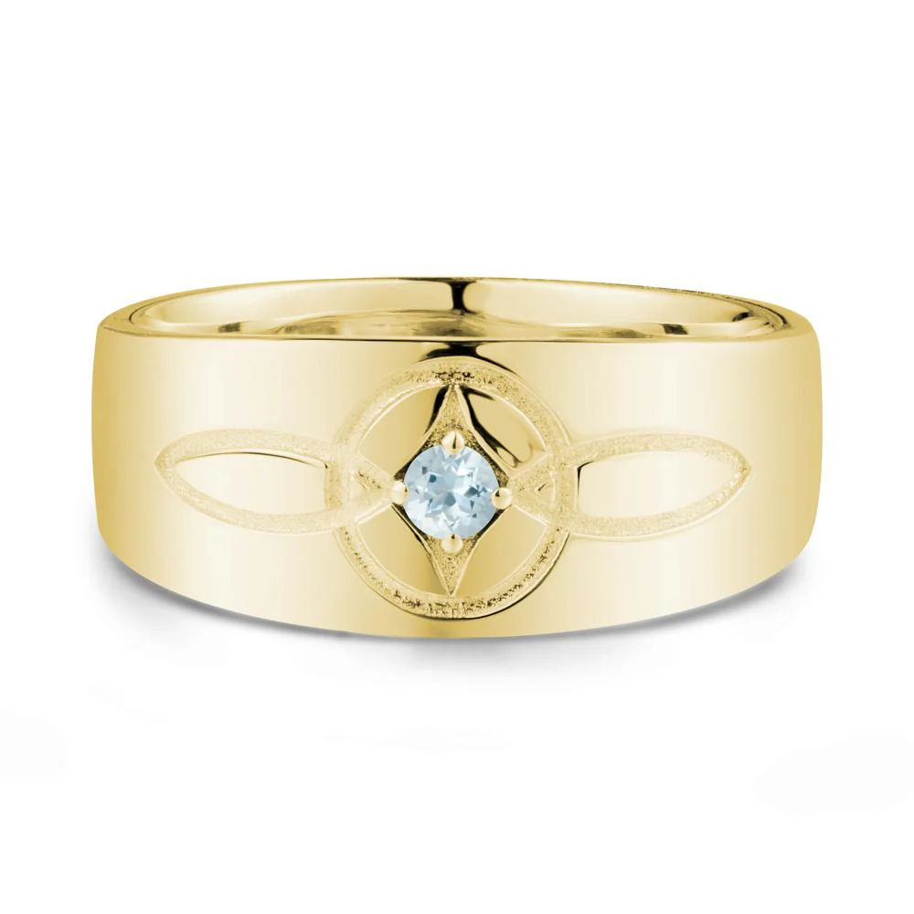 Man Simple Celtic Knot Aquamarine Ring - Image 7