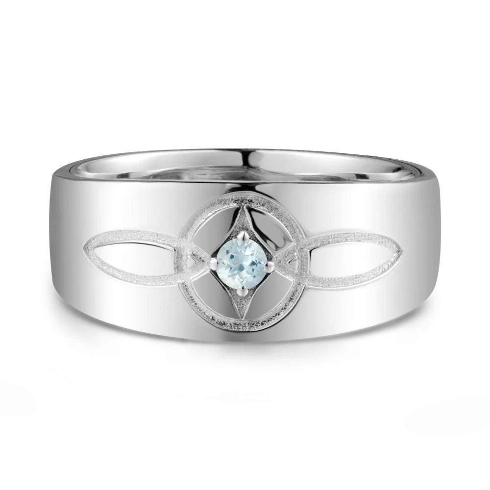 Man Simple Celtic Knot Aquamarine Ring - Image 9