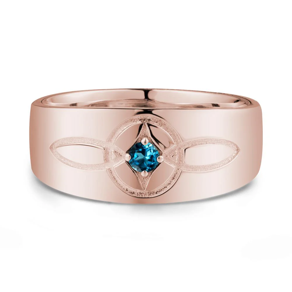 Man Simple Celtic Knot London Blue Topaz Ring - Image 2
