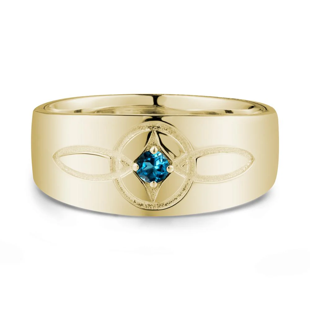 Man Simple Celtic Knot London Blue Topaz Ring - Image 4