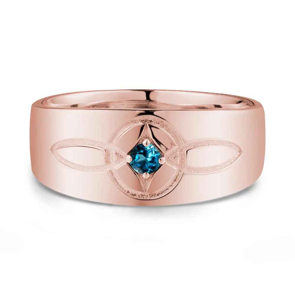 Man Simple Celtic Knot London Blue Topaz Ring - Image 5