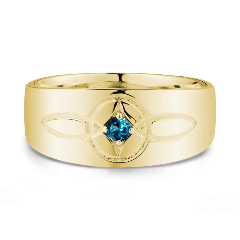 Man Simple Celtic Knot London Blue Topaz Ring - Image 7