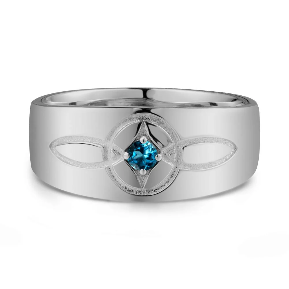 Man Simple Celtic Knot London Blue Topaz Ring - Image 9