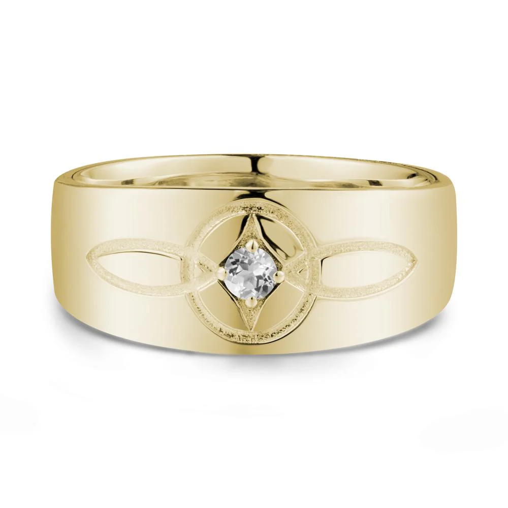 Man Simple Celtic Knot White Topaz Ring