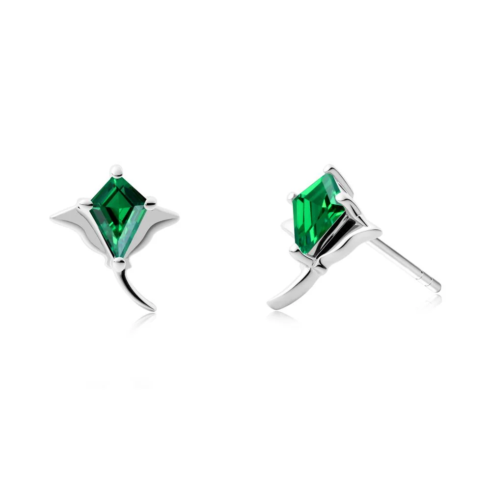 Manta Ray Emerald Stud Earrings - Image 2