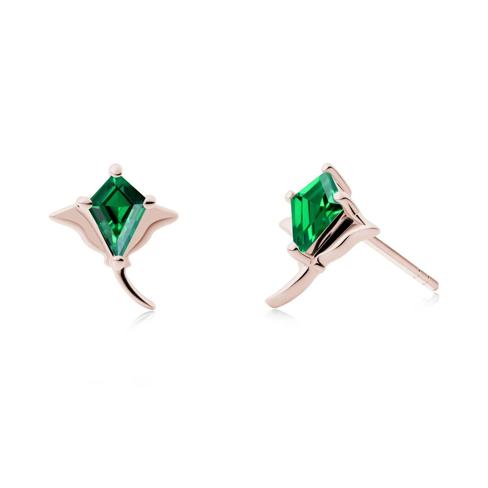 Manta Ray Emerald Stud Earrings - Image 8