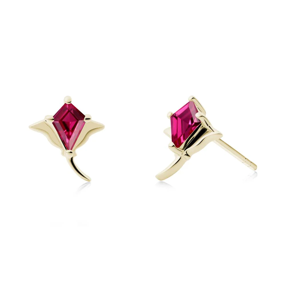 Manta Ray Ruby Stud Earrings - Image 2