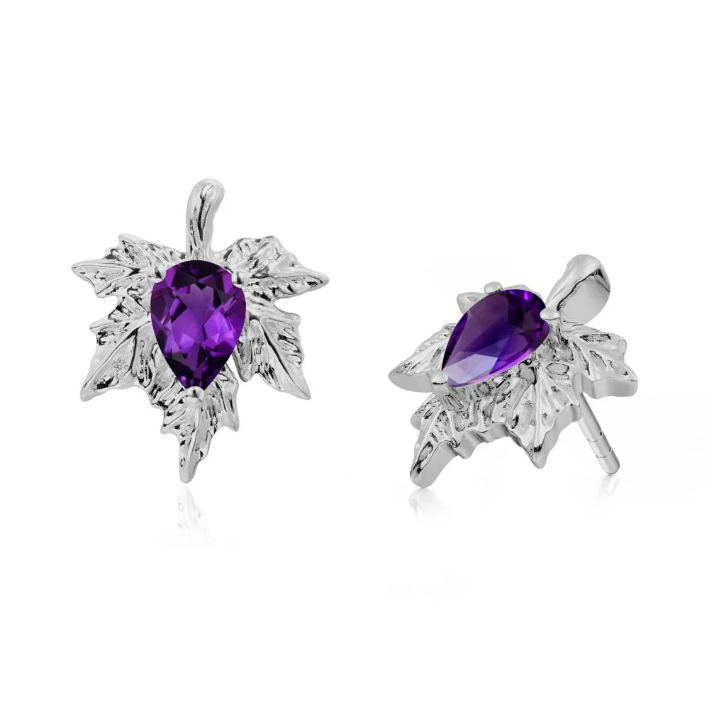 Maple Leaf Amethyst Stud Earrings - Image 7
