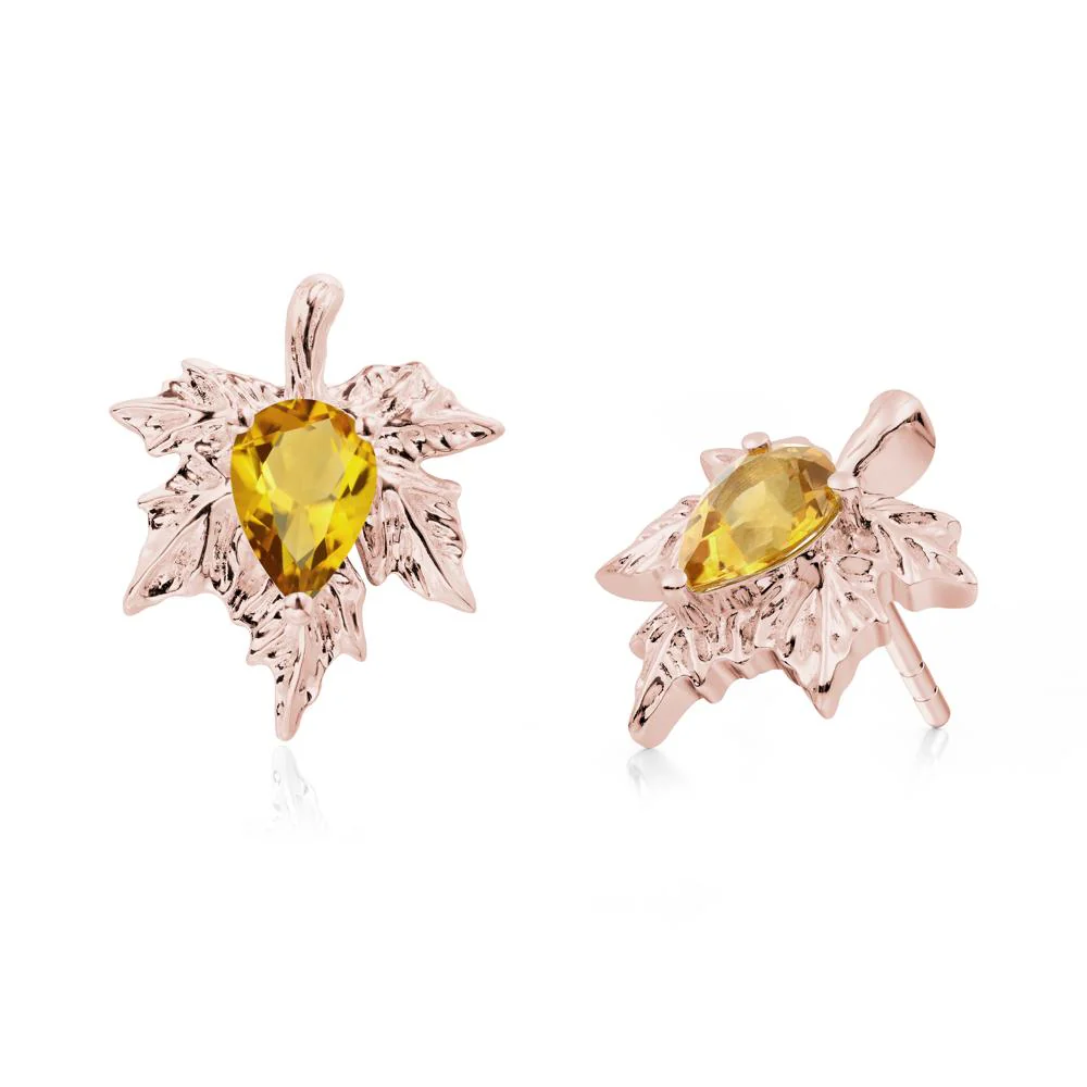 Maple Leaf Citrine Stud Earrings - Image 6