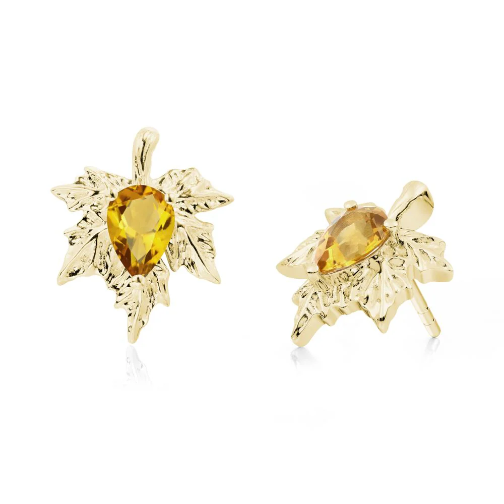 Maple Leaf Citrine Stud Earrings - Image 7