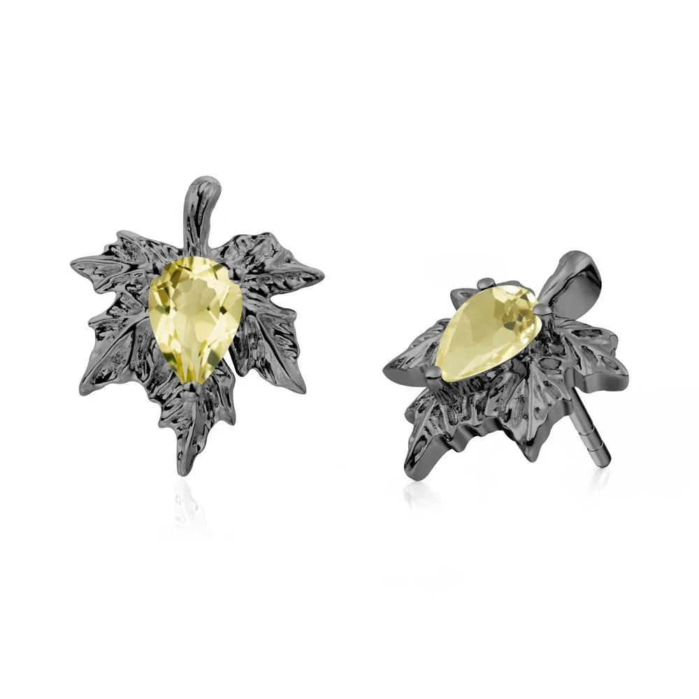 Maple Leaf Lemon Quartz Stud Earrings - Image 9