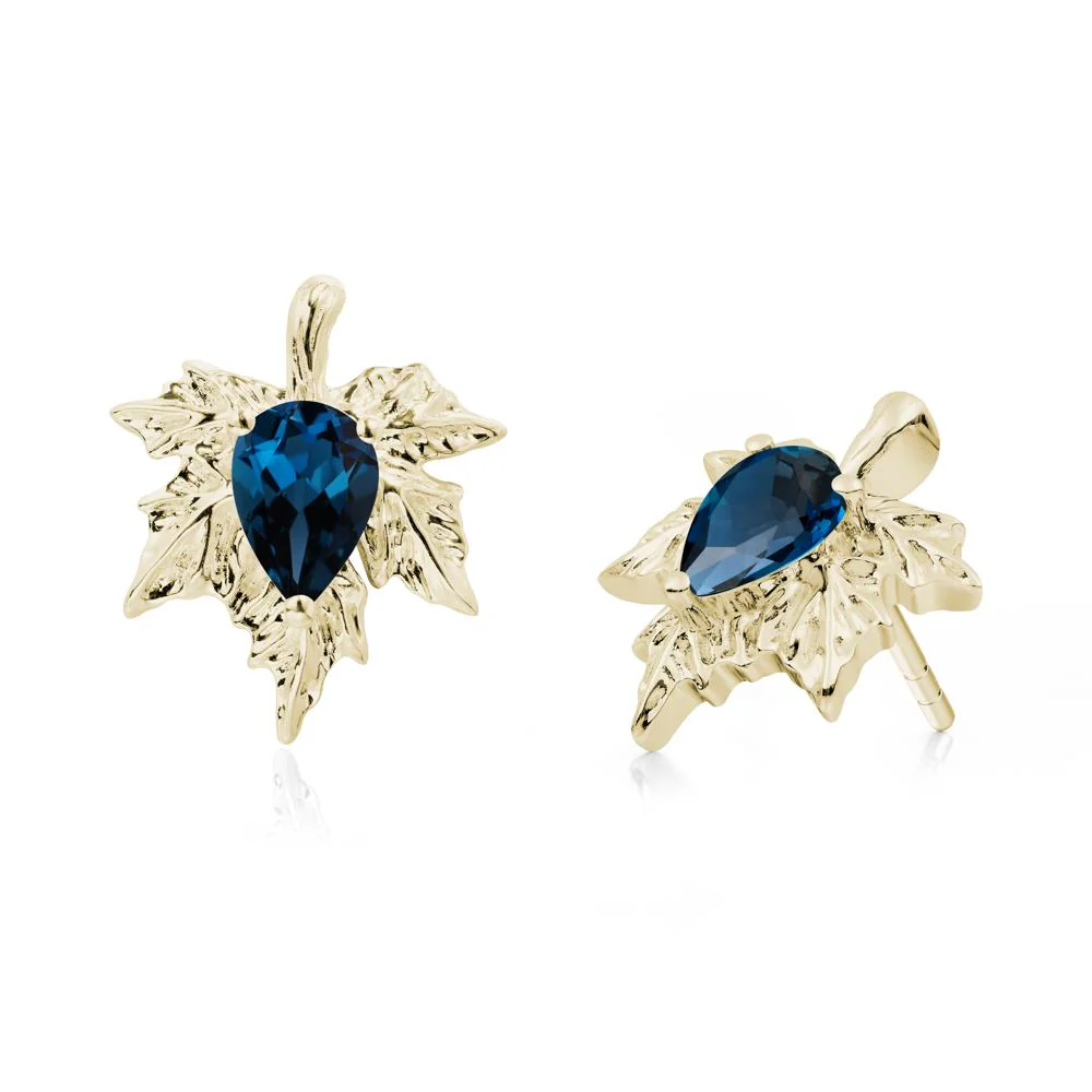 Maple Leaf London Blue Topaz Stud Earrings - Image 3
