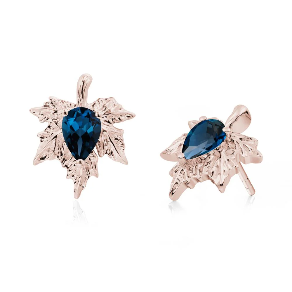 Maple Leaf London Blue Topaz Stud Earrings - Image 4