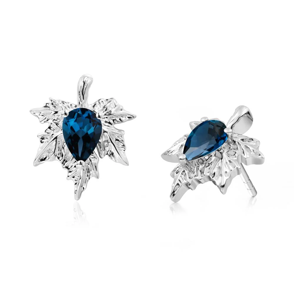 Maple Leaf London Blue Topaz Stud Earrings - Image 5