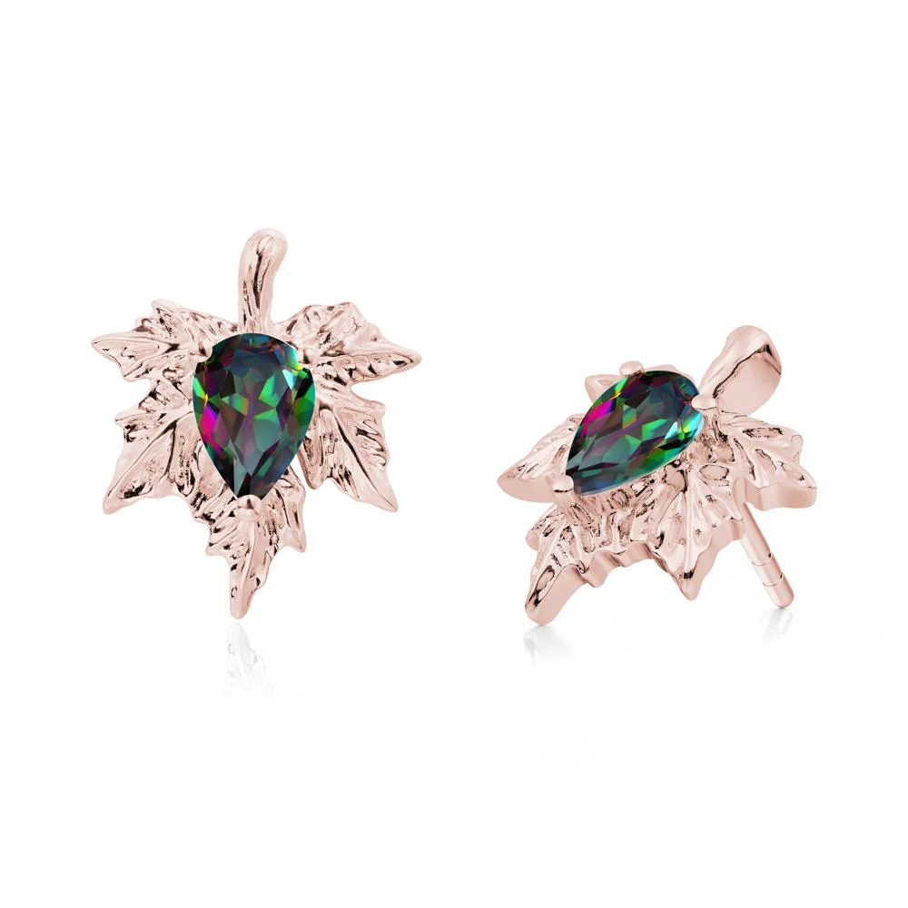 Maple Leaf Mystic Topaz Stud Earrings - Image 3